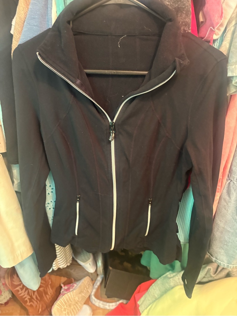 lululemon athletica Black Full-Zip Athletic Jacket with White Zippers